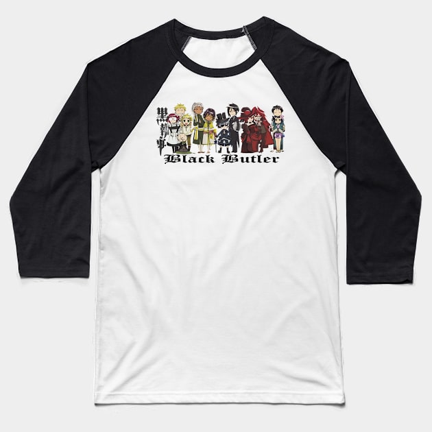 Black Butler Chibi Baseball T-Shirt by Dragna99